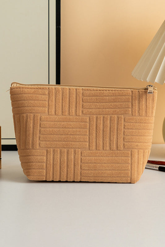 Camel Woven Zipper Cosmetic Bag